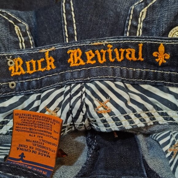 Rock Revival Size 28 "KAI" Easy boot Thick White Stitching Medium Dark Wash - Picture 2 of 11